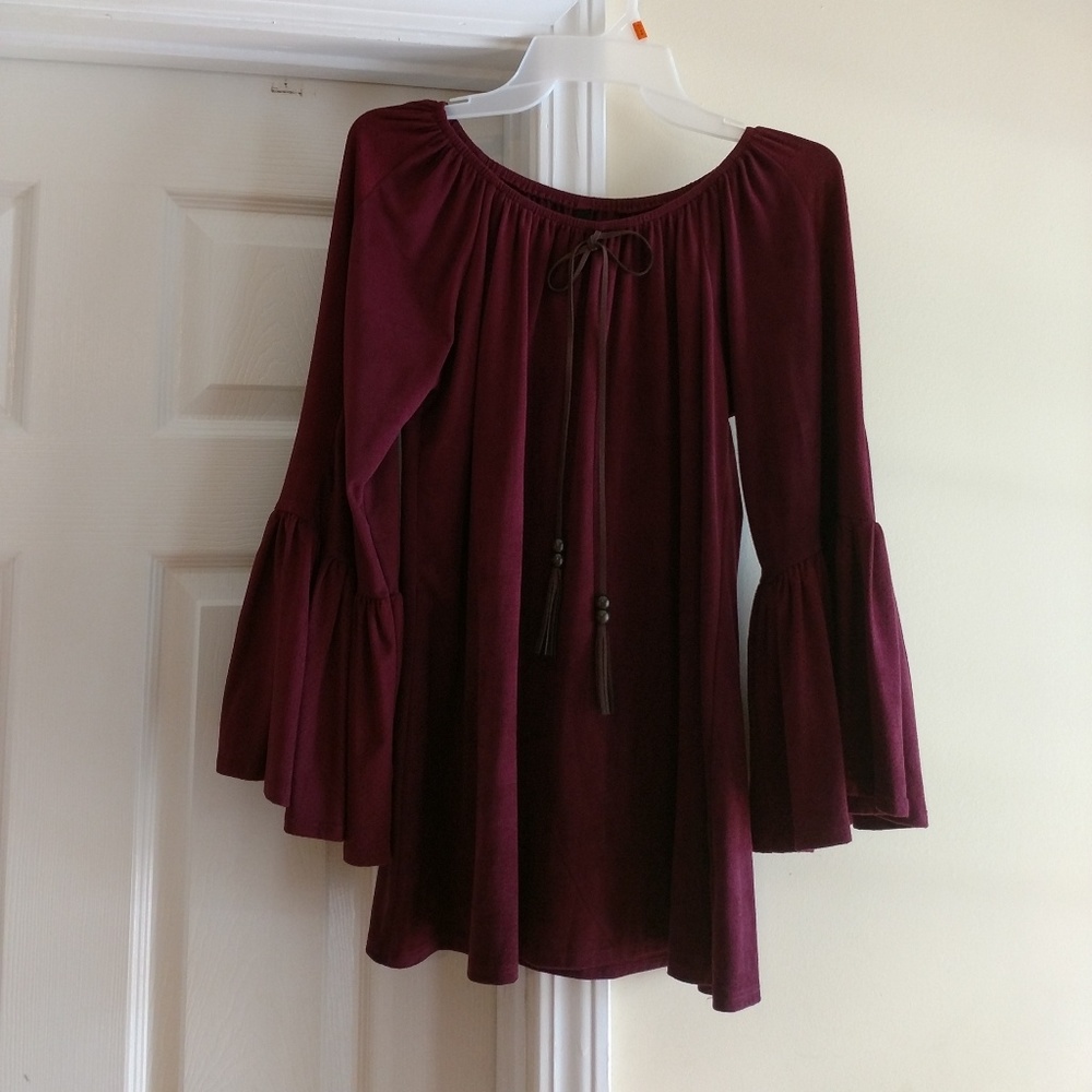Burgundy bell sleeve top